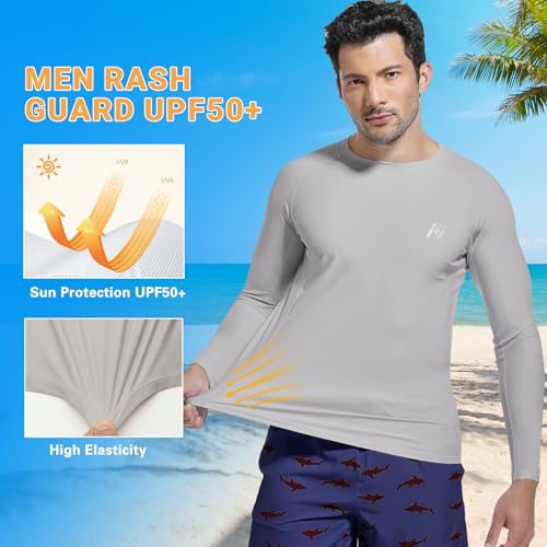 MEETWEE Herren Rash Guard Rash Vest Männer Langarm/Kurzarm UV Schutz T-Shirt Tops UPF 50+ Schnelltrocknend für Schwimmen Surfen Wassersport