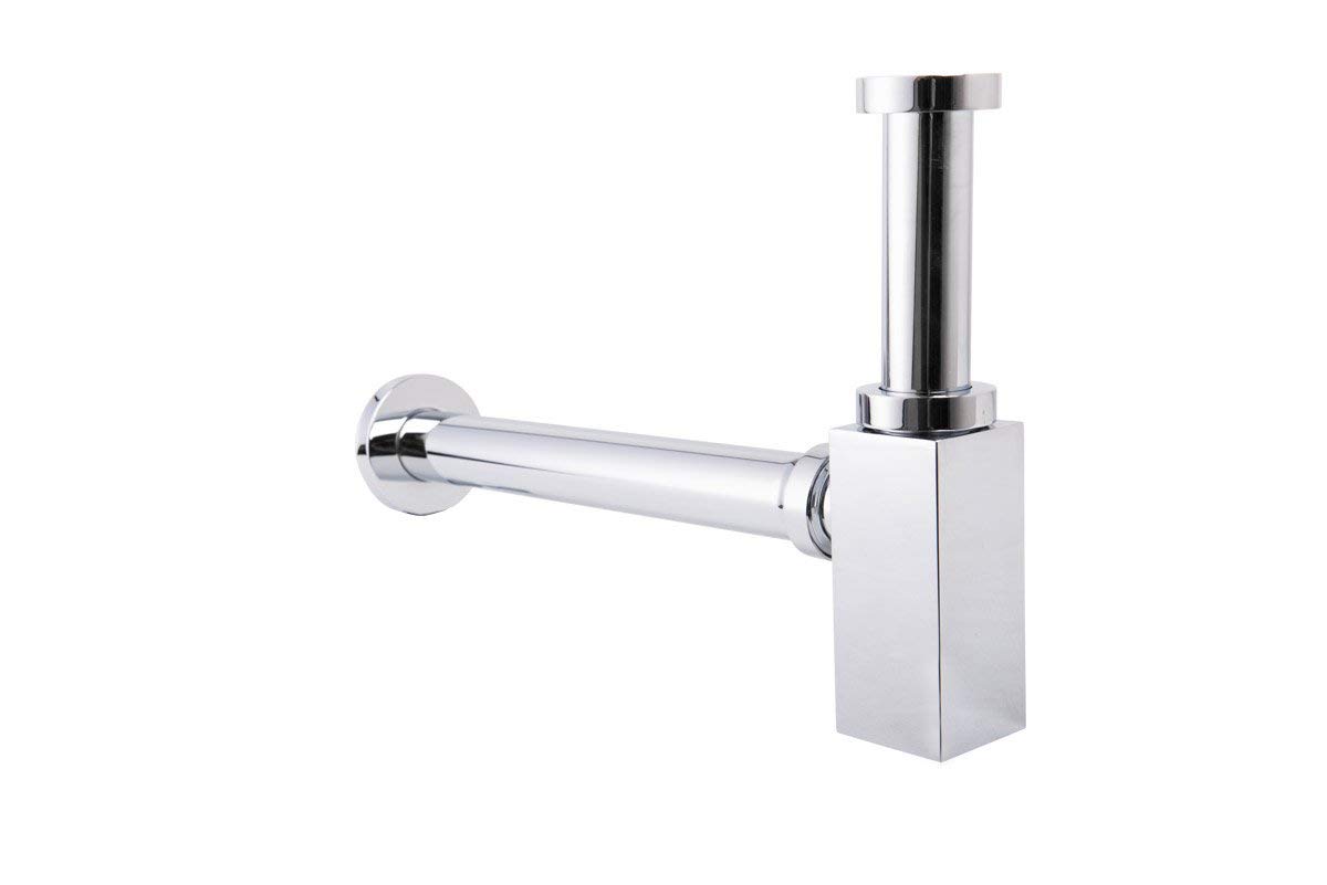 Aquariss Luxury Chrome Minimalist Small Square Bottle Trap Waste For Bathroom Wash Basin Sink