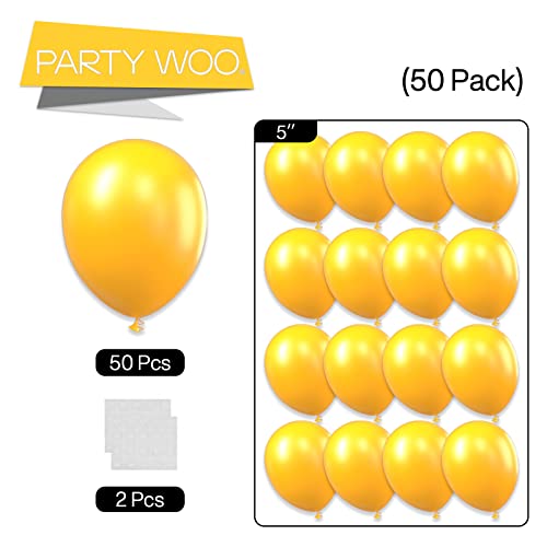 Image of PartyWoo Mustard Yellow Balloons 50 pcs 5 Inch Small Mini Fall Color Orange Yellow Balloons for Graduation Thanksgiving Baby Shower Gender Reveal Little Cutie Birthday Party Decorations Orange-Y10