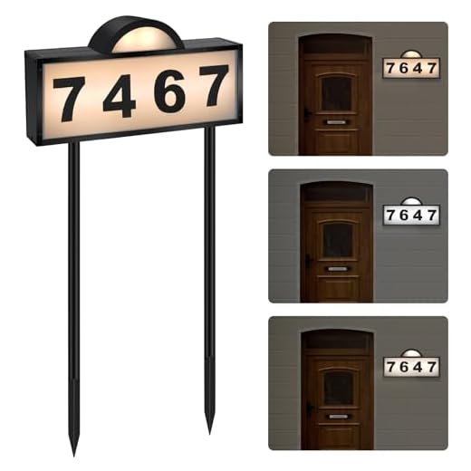 Solar House Numbers for Outside, Aqonsie Solar Powered Address Sign, Waterproof Outside 3000K Warm LED & 4500K & 6000K White Illuminated Plaques with 3 Lighting Modes House/Home