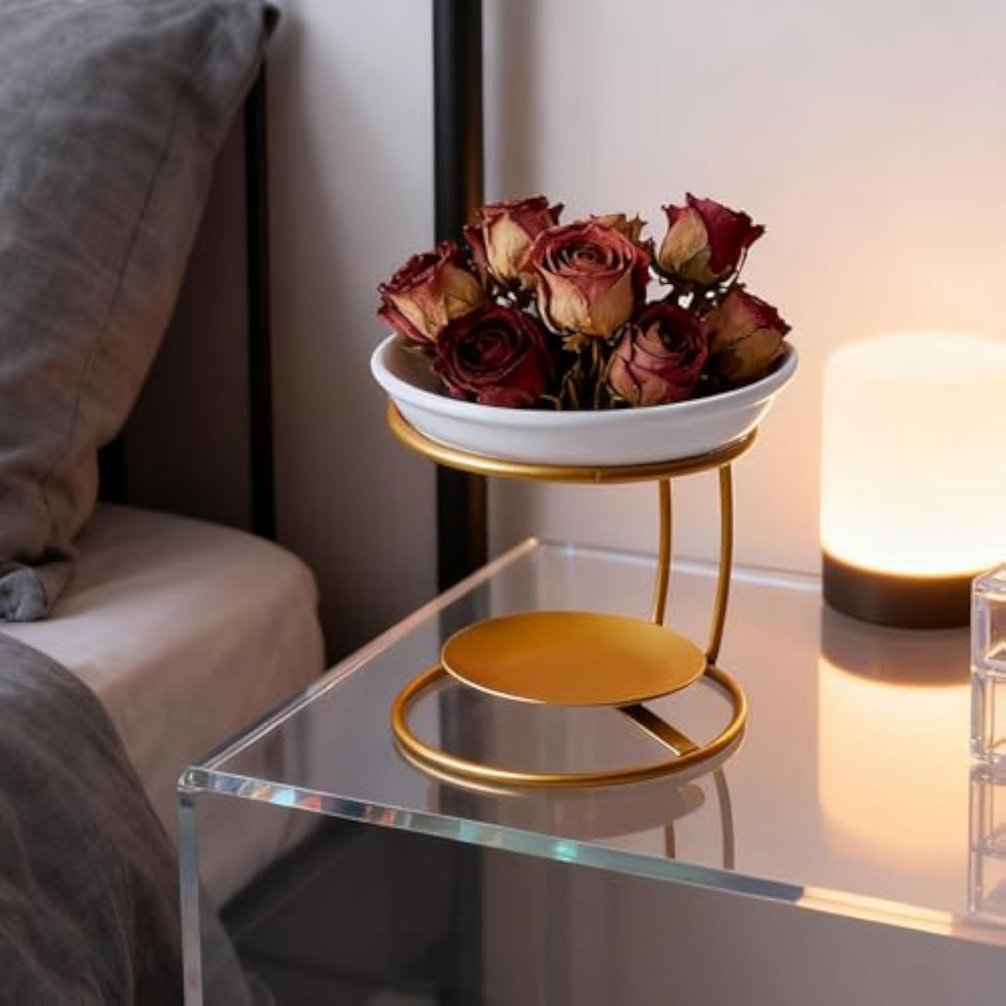 Ceramic Oil Burner Aroma Diffuser with Metal Frame