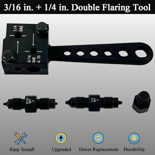LLANNDER Brake Line Flaring Tool Kit, 3/16\" & 1/4\" Double Flaring Tool Kit for Auto/Motorcycle/Truck Repair, Vehicle Brake & Hydraulic Lines
