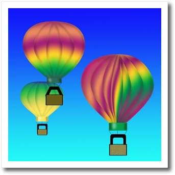 3dRose ht_28710_1 Graphic Design Colorful Hot Air Balloons with Blue Sky Background-Iron on Heat Transfer for White Material, 8 by 8-Inch