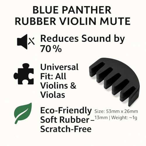 Image of Blue Panther Practice Rubber Mute for Violins & Viola - Silent Practice Tool, Violin Accessory (Pack of 1)