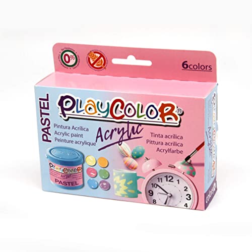 Lot de 6 Pots de Peinture Acrylique - 40 ml. - Couleurs Assorties - Playcolor - Acrylic Pastel - 20521 Cover