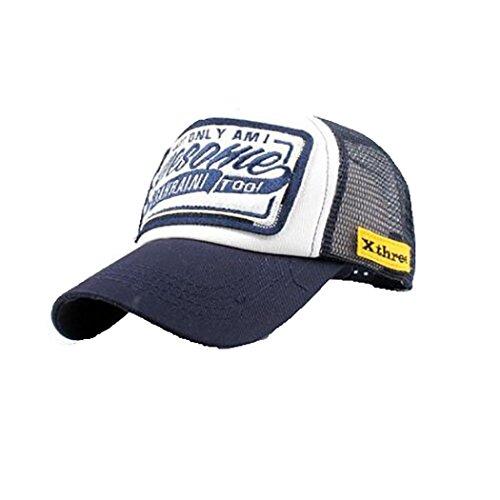 Amlaiworld_Gorras Gorras Gorras de béisbol de Moda de Unisexo Hombre Mujer Visor de Verano Gorra de Mezclilla con Flores Bordadas Gorra de Snapback Ajustable Sombreros Plano de Mallas (H)