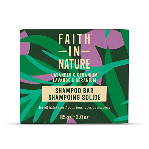 Faith In Nature, Shampooing Solide Naturel à la Lavande et au Géranium Faith In Nature, Apaisant, Vegan & Cruelty Free, Sans Parabènes & SLES, Pour Tout...