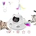 3-in-1 Cat Laser Toy & Interactive Automatic Motion-Activated Kitten Toy – 6 Holes Whack-A-Mole Feather & Moving Ambush Fun – USB Rechargeable, Apply To – Indoor Exercise for Cats of All Breeds