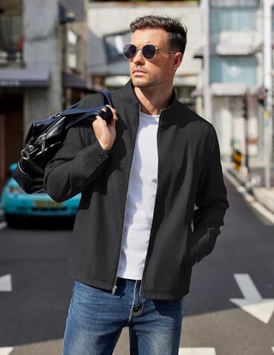 COOFANDY Men's Lightweight Zip Up Jacket Stand Collar Jacket Casual Light Golf Jackets with Pocket3
