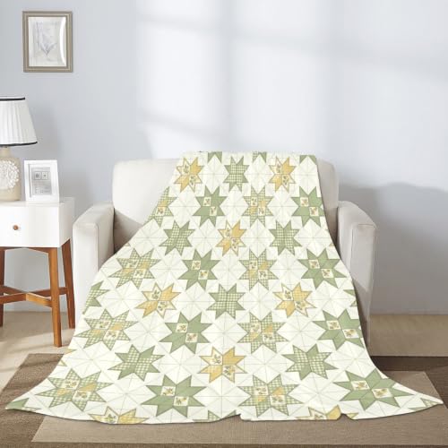 Couverture étoilée traditionnelle en maille exclusive vert automne