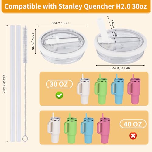 Image of 2 Pack Stanley Lid Replacement 30 oz, Flip Straw Leak Proof Lid for Stanley Quencher H2.0, Spill Proof Tumbler Lid, BPA Free Reusable No Spill Straw Lid for Stanley Cup Accessories