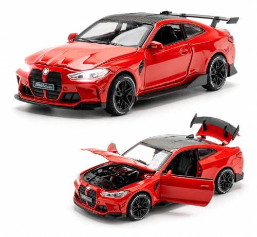 Image of Invite 1:32 Diecast Model Alloy M4 Metal Pull Back Car with Sound Light, Openable Doors, Toy Vehicles for Kids Gift, car for Kids-RED