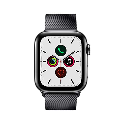 Image of Apple Watch Series 5 (GPS + Cellular, 44mm) - Space Black Stainless Steel Case with Black Milanese Loop