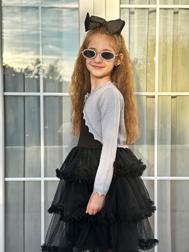 Image of Arshiner Girls Open Front Bolero Shrug Kids Long Sleeve Cropped Elegant Cardigan Knit Sweater