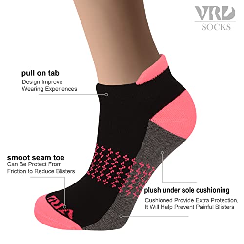 Image of VRD Womens Ankle Socks, Bamboo Rayon 6-Pairs Athletic Running Low Cut Socks With Tab