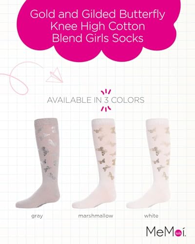 MeMoi Gold and Gilded Butterfly Knee High Cotton Blend Girls Socks2
