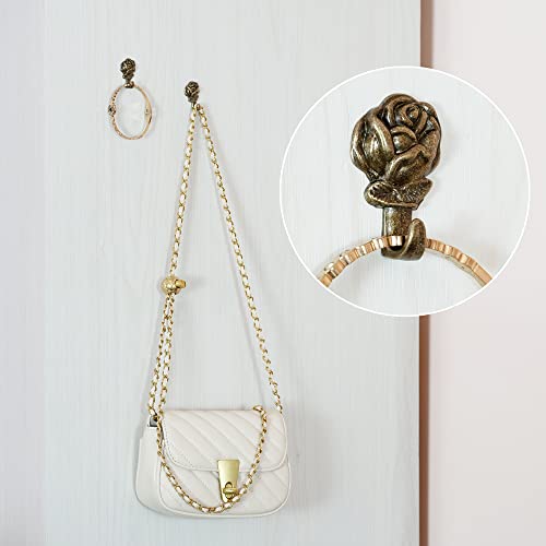 Image of 15 Pack Rose Shape Push Pin Hooks Picture Hangers for Hanging Or Holding Down Charts,Banners,Calendars,Posters,Picture,Photo Frame,Keys (Bronze)