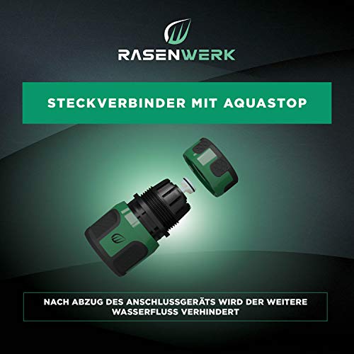 RASENWERK, Garden Hose Connector with Aquastop for 1/2 and 5/8 Inch Hose, Water Stop Premium Hose Connector - Image 2