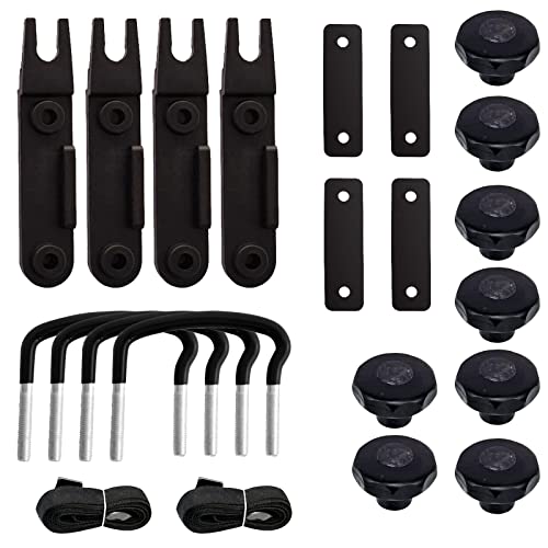 Lotcesfun Roof Box U-Bolt Clip Stainless Steel Universal Inner Width 85Mm/3.35In Thick 40Mm/1.57In Roof Rack Mounting Brackets Accessories With 8 Lock Nuts 2 Straps (4Pcs) #TOP5