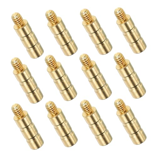 arrccholiy 12 Pack Archery Brass Arrow Weight Bolt Copper Arrow Insert for .244 Carbon Arrow Field Points Shaft, 50 Grain