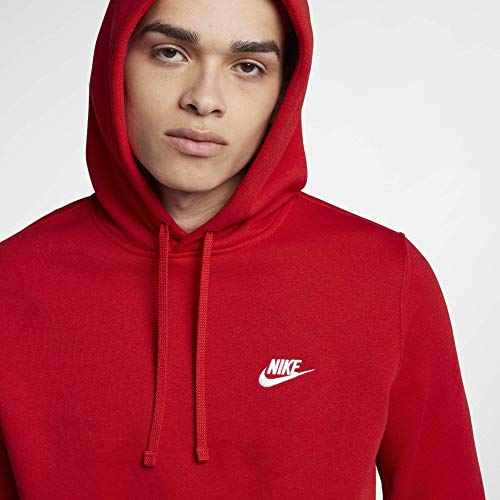Nike Men's Sportswear Club Pullover Hoodie, University Red/University Red/White, Large #TOP3