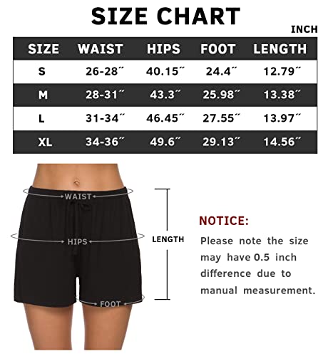 Vislivin Women's Pyjama Bottoms Sleep Shorts Stretchy Pyjama Pants Black/Grey-1 S - Image 6