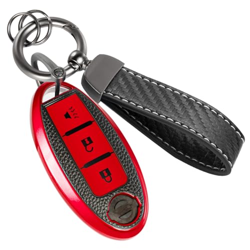 Image of Car Car Key Fob Cover for Nissan Kicks, Carbon-Fiber-Style Case,