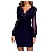 Dorical Damen Mini Dress Glitzer Abendkleider Sexy V-Ausschnitt Cocktailkleid Mesh Ärmel Festlich Pailletten Bodycon Dress Lässig Partykleid für Frauen(Z1-Blau,Large)