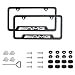 2pcs AMG Logo Stainless Steel Carbon Fiber Grain License Plate Frame,with Screw Caps Cover Set Suit,Applicable to US Standard car License Frame,for Mercedes Benz. (AMG)