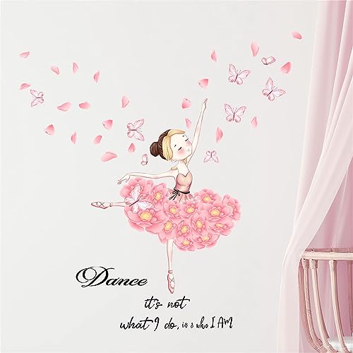Vinilo decorativo de niña ballet mariposa rosa sacinora miniatura 2