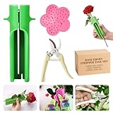 Rose Thorn Stripper Tool, Zhoujitong - 3-in-1 Professional Rose Dethorner, Florist Supplies, Florist-Grade Thorn Remover for Roses with Safety Guard for Bouquets and Pruning