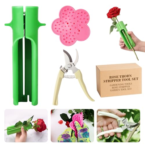Rose Thorn Stripper Tool, Zhoujitong - 3-in-1 Professional Rose Dethorner, Florist Supplies...