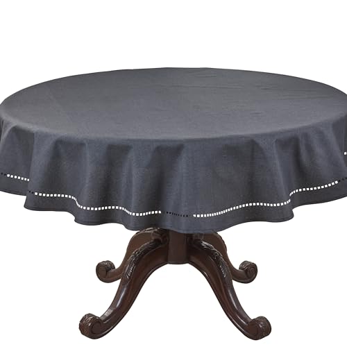 SARO LIFESTYLE Solid Textured Tablecloth with Clean Drape, Minimal Decorative Edge, and Versatile Styling for Dining and Entertaining, 60"