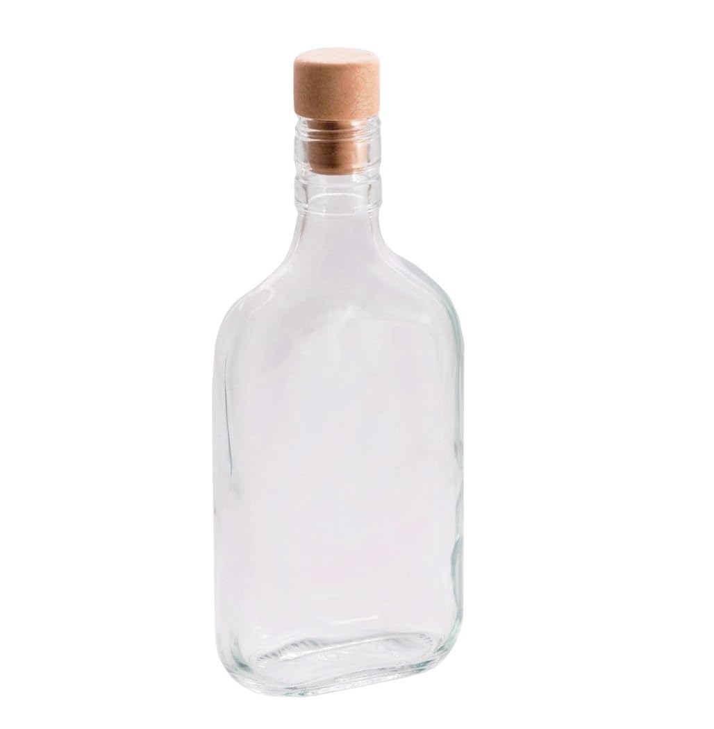 6 Bottiglie in vetro 350 ml con tappo fiaschetto per profumi liquori limoncello decorazioni decoupage bomboniera bottigline olio sali minerali collezione