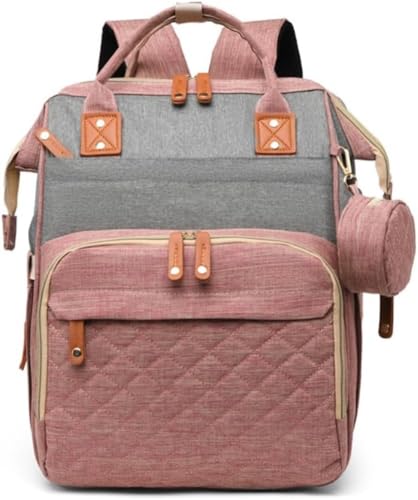 ママバッグバックパック多機能大容量防水耐摩耗性バックパック保温ポケット乾湿分離公園遊び仕事ベルト旅行4 wayおむつ交換マット盗難防止ポケット (C)