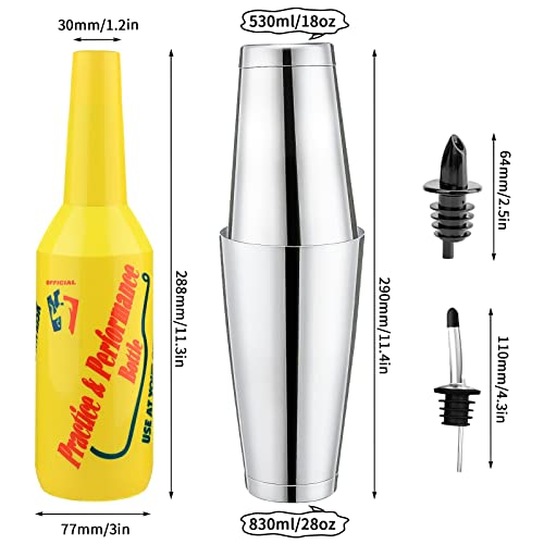 Kit de camarero de flair con botellas de 750 ml y coctelera Boston 3
