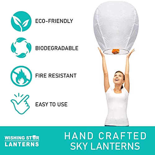 20 Pack Chinese Lanterns to Release in Sky Memorial Paper Lanterns Chinese Lantern Decorations Wishing Lanterns for Funeral Supply, Celebrations of Life(White)