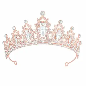 Tiara Crown for Women, Headband Hair Accessories for Birthday Wedding Party Costume (C-Rose)