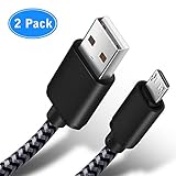 Galaxy S7/ S6 Edge Charger, X-EDITION Micro USB Cable 2 Pack 10Ft Braided Long Cord Fast Charging Cable for Samsung Galaxy S7 S6 Edge S4, Note 5, Moto G5 Plus, LG G4 G3, HTC, PS 4, Android More (Grey)