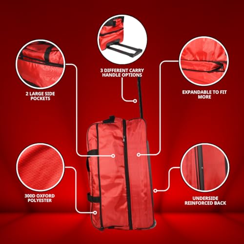 Expandable Large Capacity Travel Duffle Bag Durable Polyester, Wheeled Rolling Luggage, Retractable Handle, Versatile Storage Pockets, Foldable for Easy Storage Adventures, Travel, and Exploration2