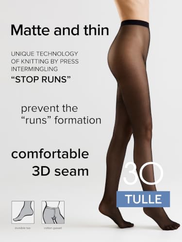Image of Conte elegant Sheer 30 Denier Matte Pantyhose - Tulle