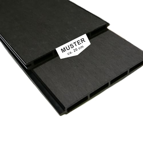 Woodstore24 WoodoZaun Muster ca. 20 cm - Anthrazit - WPC Sichtschutzzaun - Steckzaun - Pflegeleicht & Wetterfest - Breite: 200 mm, Stärke: 20 mm