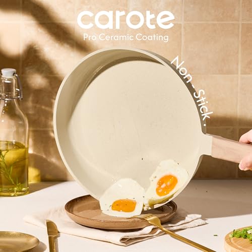 CAROTE Pots and Pans Set Non stick, Ceramic Cookware Set 14Pcs, Non-toxic Kitchen Cooking Set, PFAS and PFOA Free