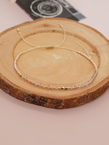 Handmade Gemstone Beaded Strand Bracelets for Women Dainty Adjustable Charm String Braided Boho Seed Beads Friendship Bracelets Fashion Jewelry Gift.4