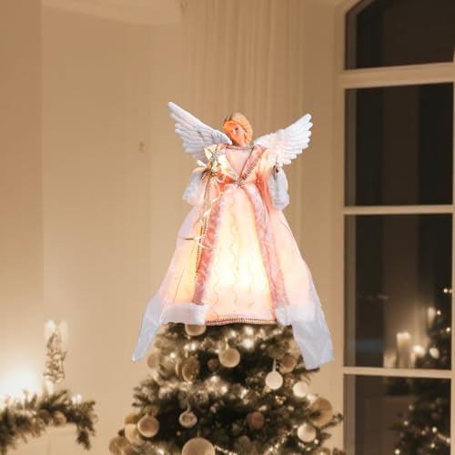 Vigdur Christmas Angel Tree Topper - 13Inch Lighted Angel Christmas Tree Topper Plug-in with LED Lights, Elegant Angel Christmas Decorations for Home Holiday Party Wedding Xmas Gifts by Vigdur - Image 7