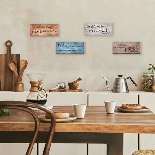 Decoración de pared con versos bíblicos rústica de madera 10x4 miniatura 6