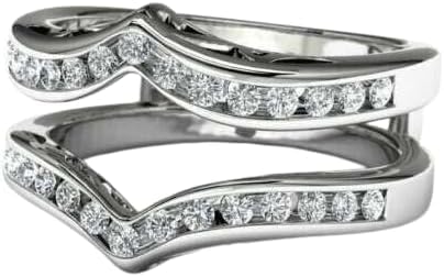Finecreation_usa- 2.00Ct Round Cut Lab Created Diamond Wrap Enhancer Guard Wedding Ring, 14K White Gold Finish