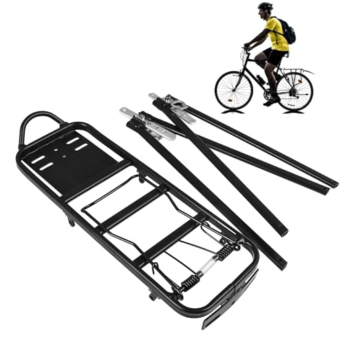 154Lb Capacity Almost Universal Adjustable Bike Cargo Rack Cycling Equipment Stand Footstock Luggage Carrier Racks with Reflective Logo for V Brake Disc Brake Road Bike
