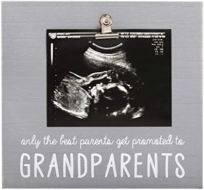 Pearhead Sonogram Photo Frame for Grandparents, Grandma and Grandpa Baby Keepsake Picture Frame, Pregnancy Announcement Accessory, Baby's First Christmas Gifts, Holiday Gift Ideas, Baby Holiday Gifts, Distressed Gray