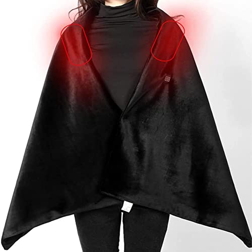 WYXBJ USB Chauffé Châle Chaud, Dame d'hiver Couverture Chauffante Électrique USB avec Chauffage Automatique à 3 Vitesses Châle de Couverture Chauffant sans Fil,Lavable en Machine 168 * 65 cm Cover